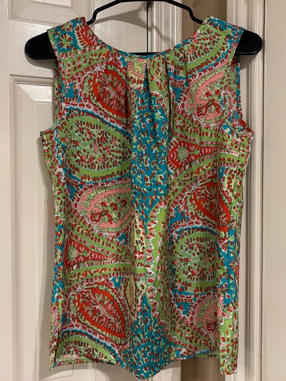 Talbots Size 4 Paisley Career Blouse Work Office Top Sleeveless Summer